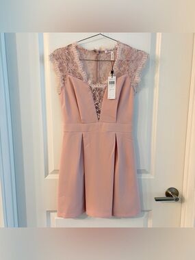 BCBGeneration Lace Inset Dress in Rose Smoke